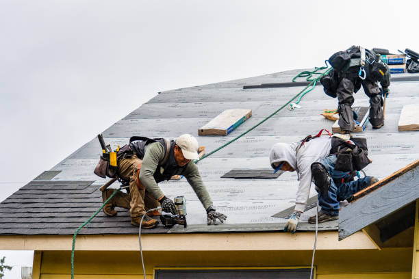 Professional Gutter Installation technician working in Rugby, ND